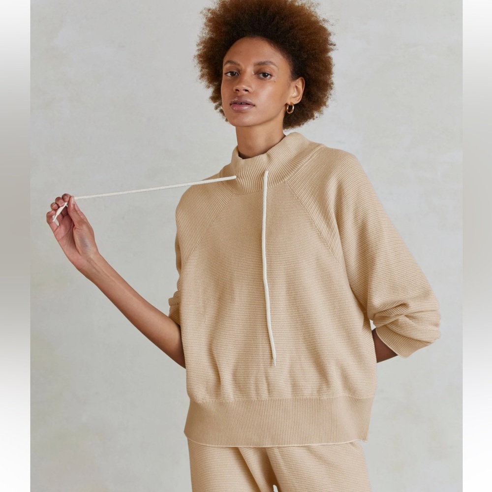 VARLEY Maceo Knit Mockneck Pullover size medium in ginger root cream & tan